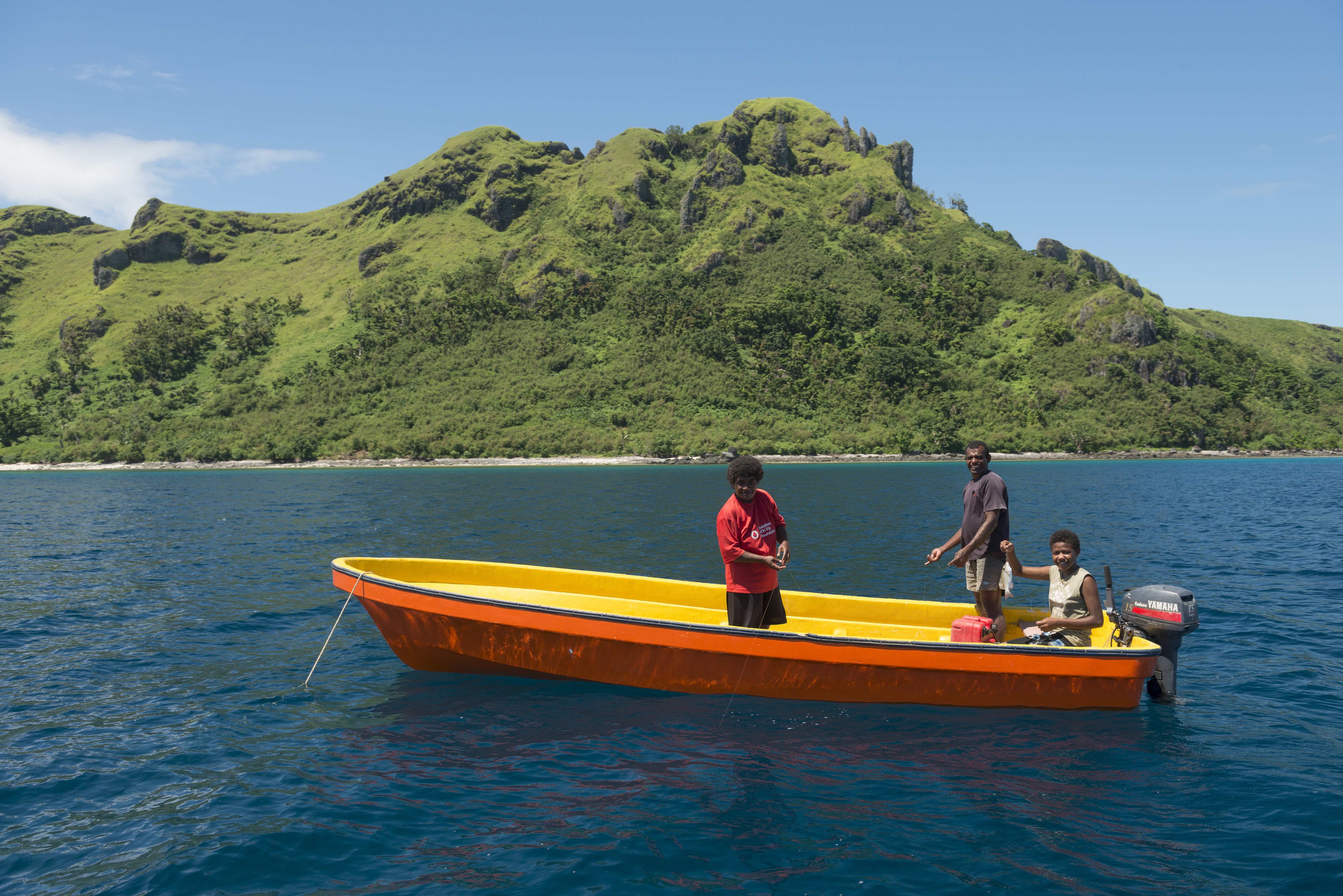 Ligau Village fishermen out at sea fishing.